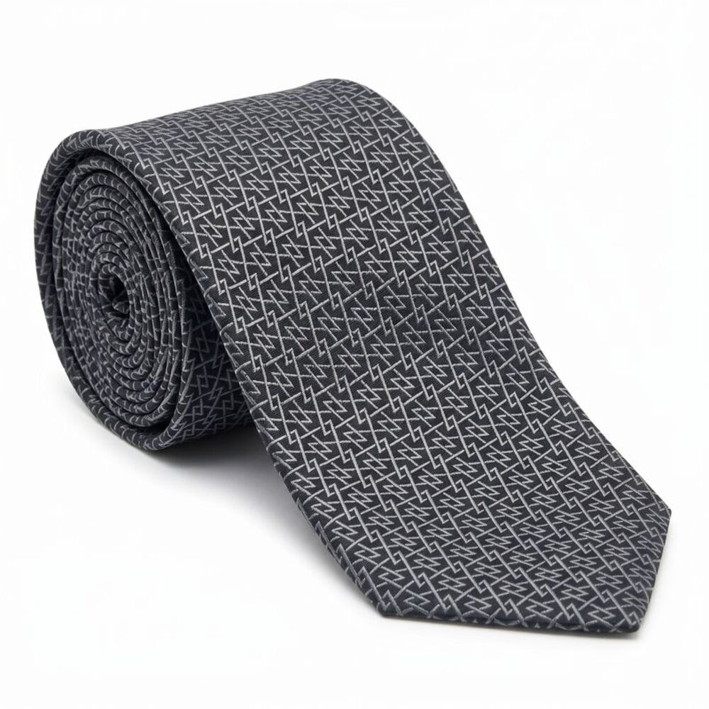 Emporio Armani Black Silk Geometric Tie